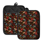Old School Tattoo Print Pot Holders With Pocket