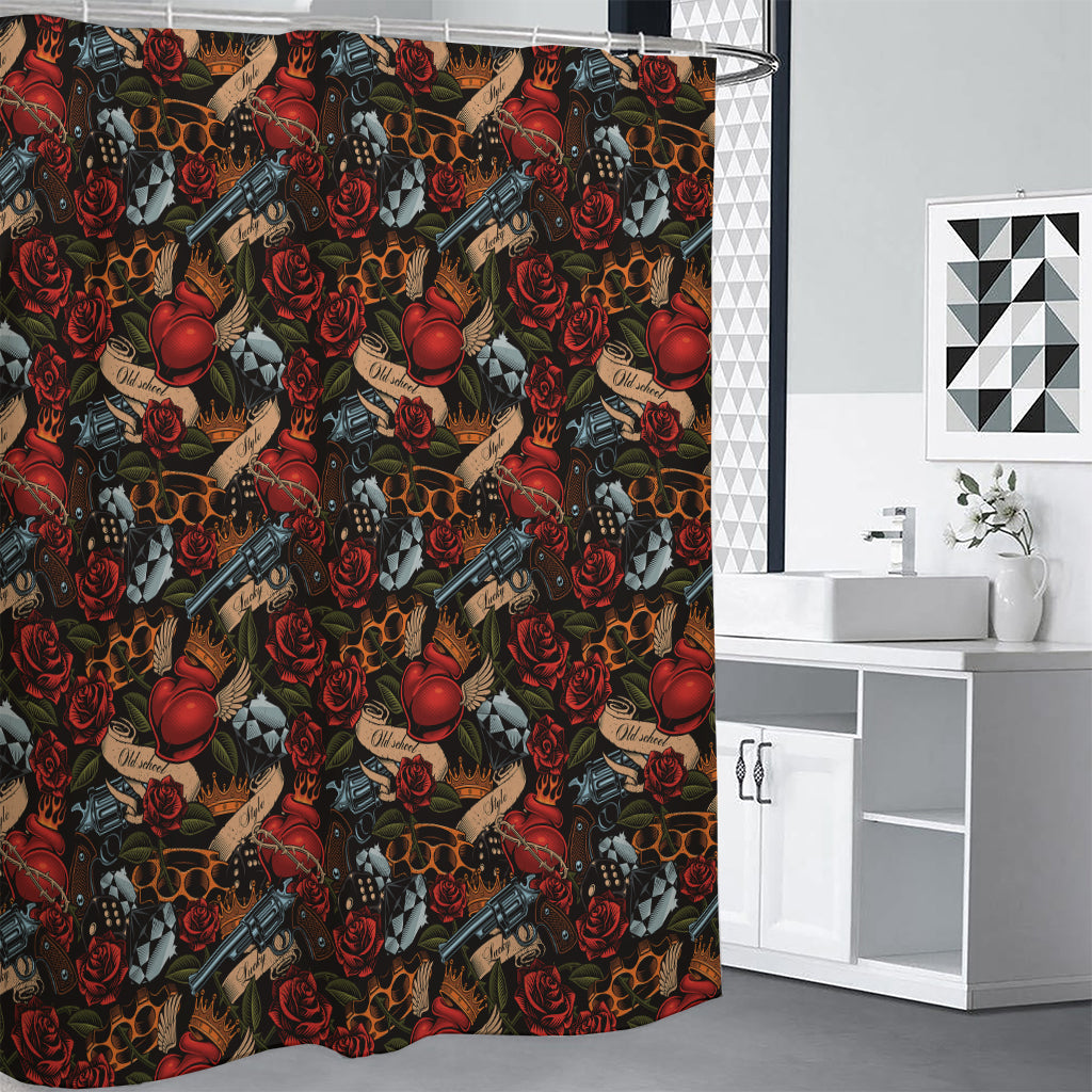 Old School Tattoo Print Premium Shower Curtain