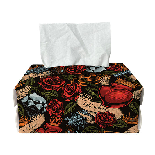 Old School Tattoo Print Rectangle Tissue Box Cover