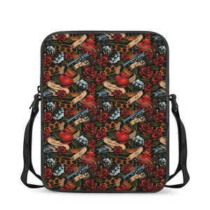 Old School Tattoo Print Rectangular Crossbody Bag