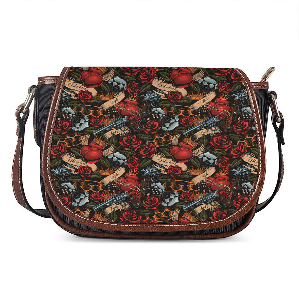 Old School Tattoo Print Saddle Bag