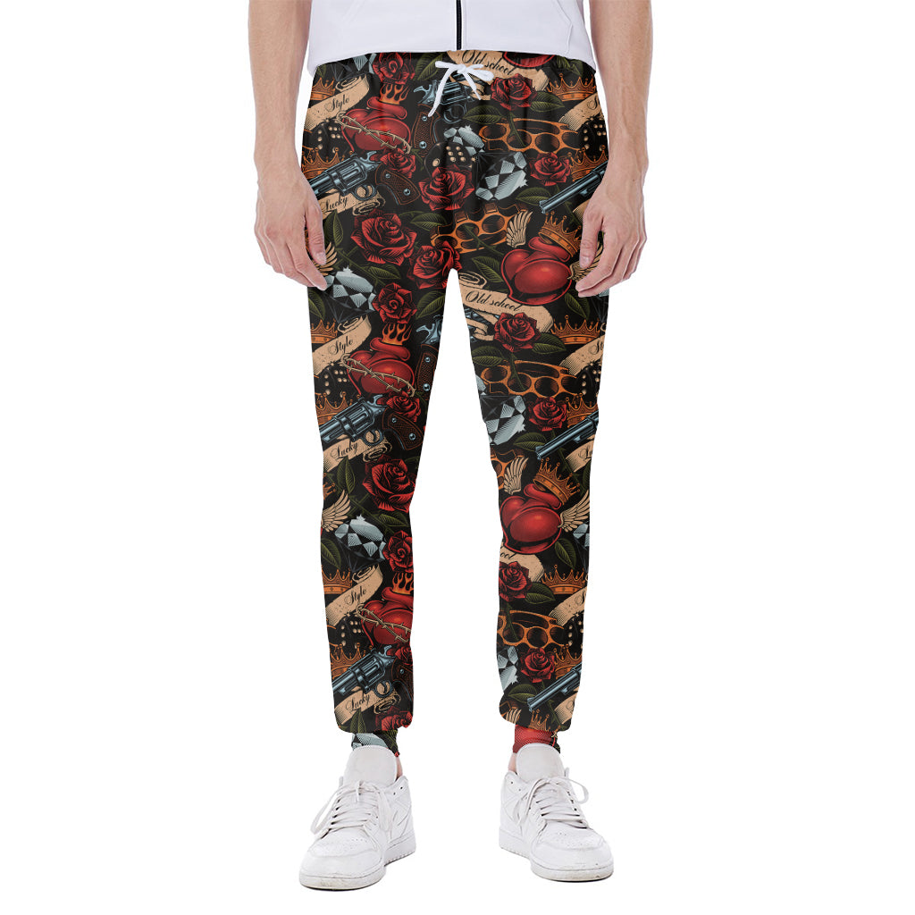 Old School Tattoo Print Scuba Joggers