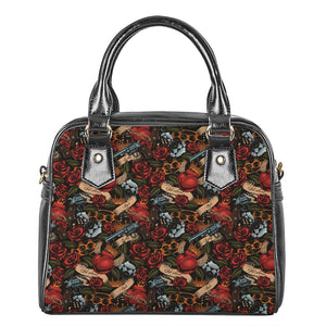 Old School Tattoo Print Shoulder Handbag