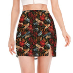 Old School Tattoo Print Side Slit Mini Skirt