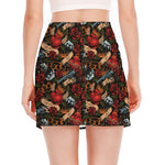 Old School Tattoo Print Side Slit Mini Skirt