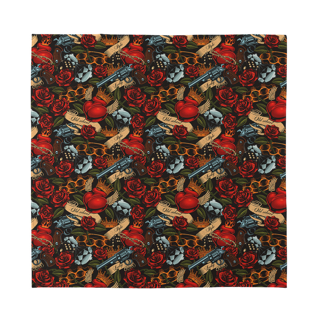 Old School Tattoo Print Silk Bandana