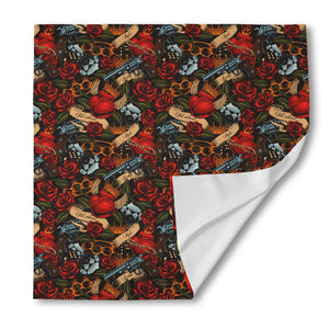 Old School Tattoo Print Silk Bandana