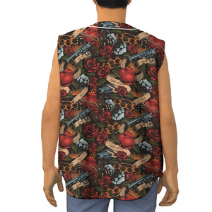 Old School Tattoo Print Sleeveless Baseball Jersey