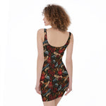 Old School Tattoo Print Sleeveless Bodycon Dress