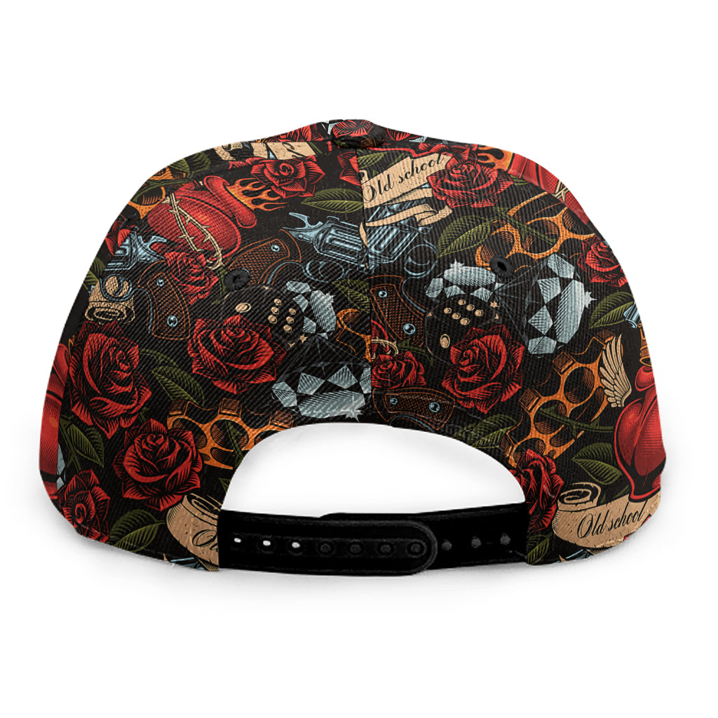 Old School Tattoo Print Snapback Cap