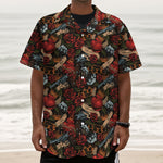 Old School Tattoo Print Textured Short Sleeve Shirt