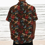 Old School Tattoo Print Textured Short Sleeve Shirt