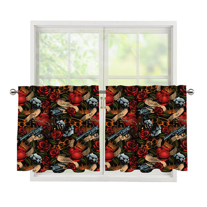 Old School Tattoo Print Tier Curtains