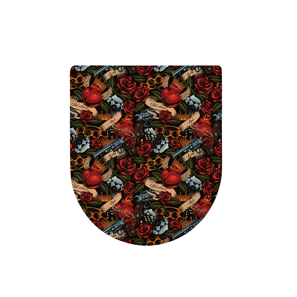 Old School Tattoo Print Toilet Lid Cover
