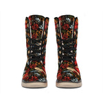 Old School Tattoo Print Winter Boots