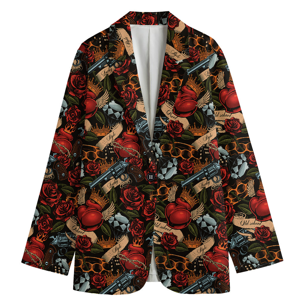 Old School Tattoo Print Women's Blazer