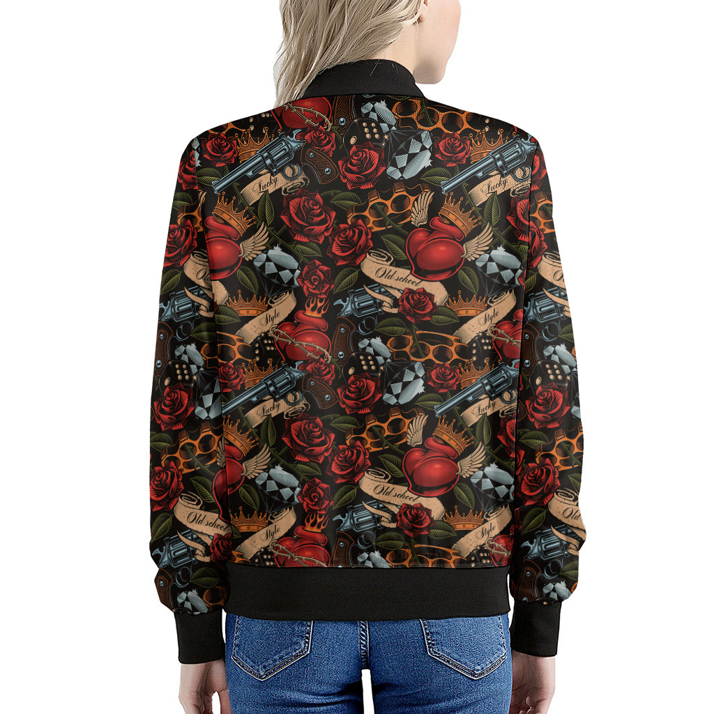 Old School Tattoo Print Women's Bomber Jacket