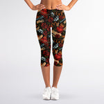 Old School Tattoo Print Women's Capri Leggings