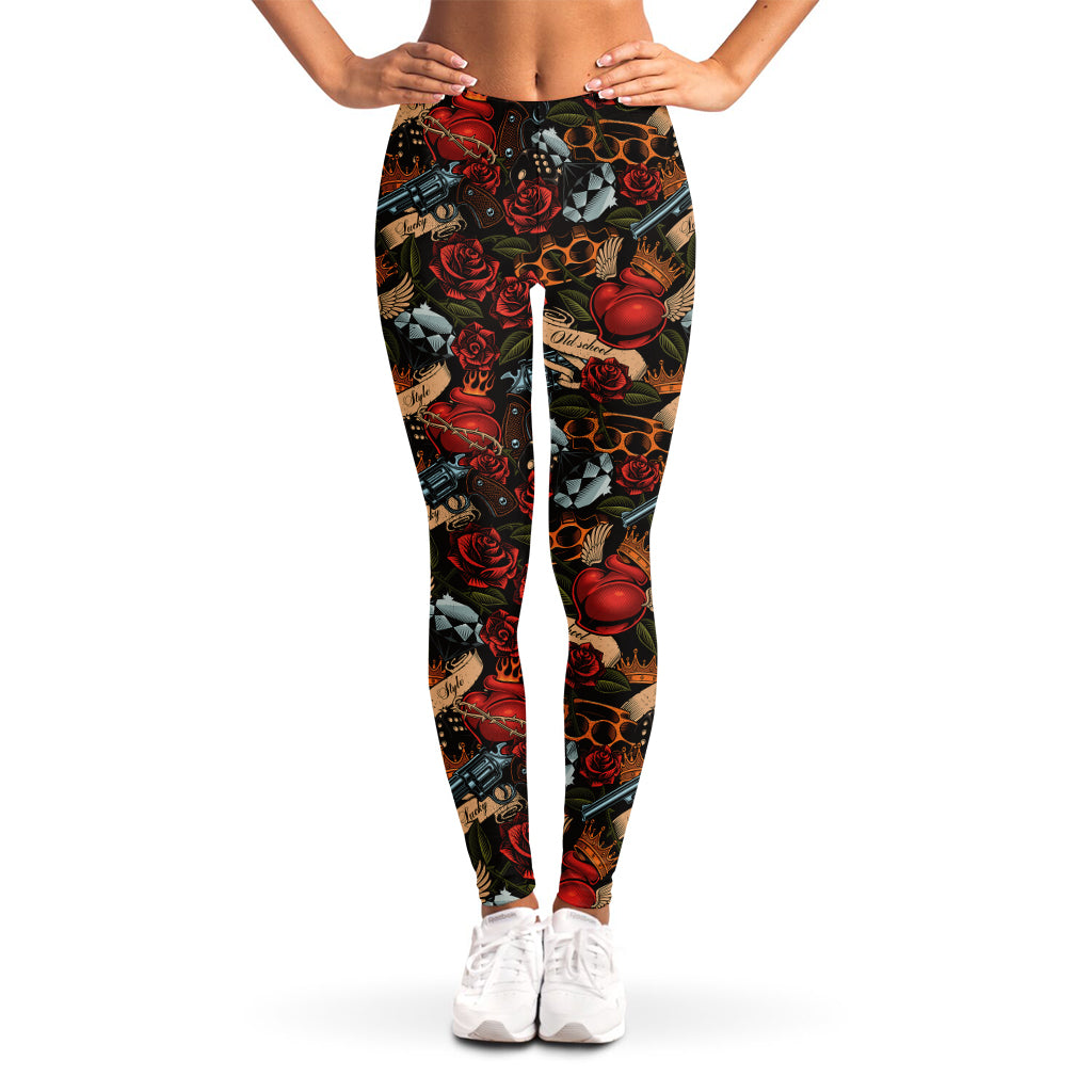 Old School Tattoo Print Women's Leggings