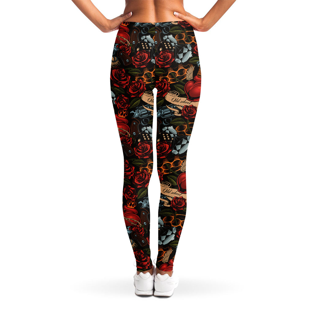 Old School Tattoo Print Women's Leggings