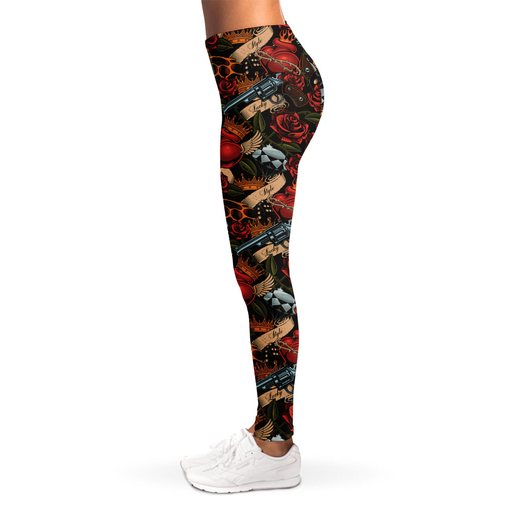 Old School Tattoo Print Women's Leggings