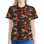 Old School Tattoo Print Women's Polo Shirt