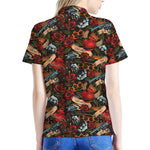 Old School Tattoo Print Women's Polo Shirt