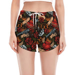 Old School Tattoo Print Women's Split Running Shorts