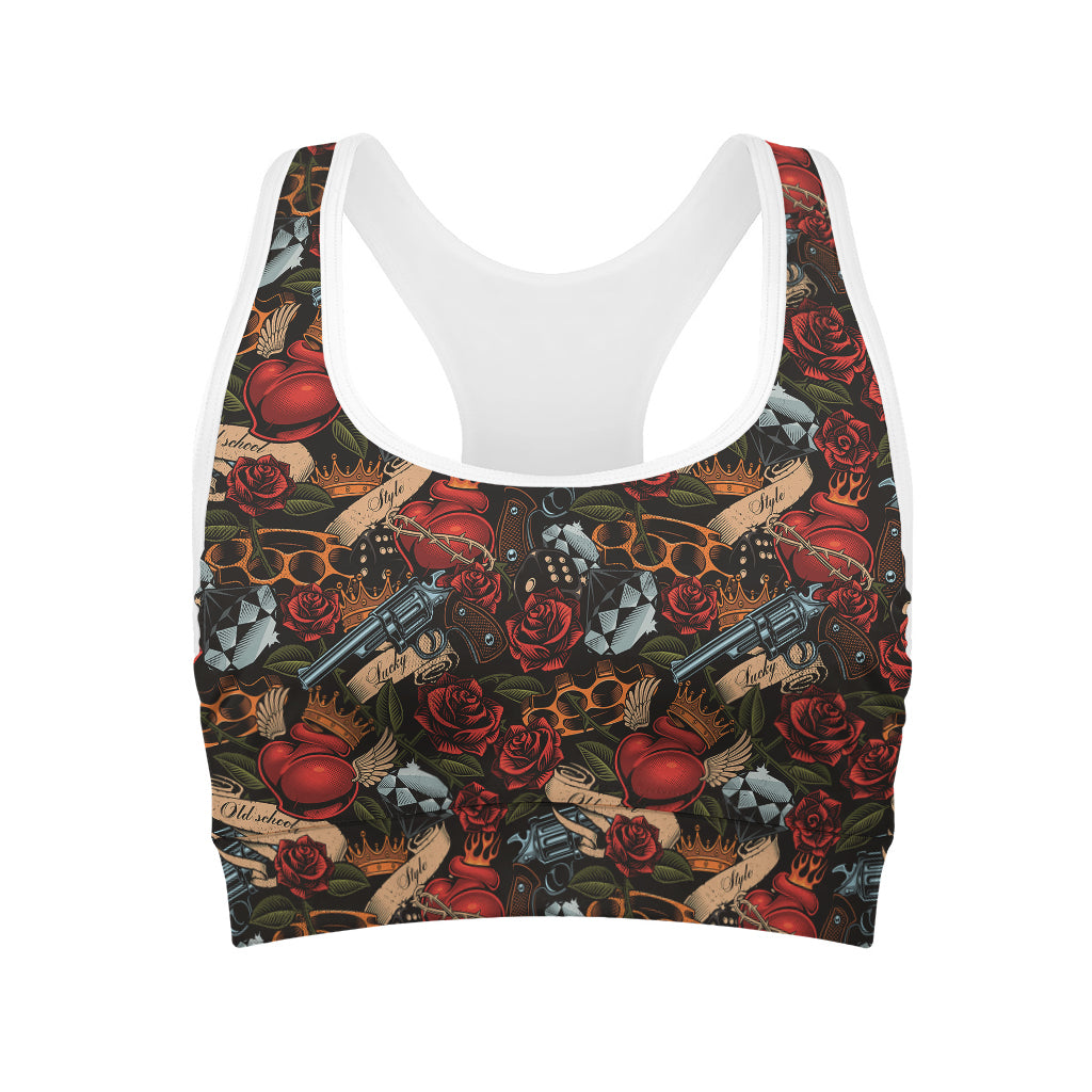 Old School Tattoo Print Women's Sports Bra