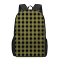 Olive Green Buffalo Check Pattern Print 17 Inch Backpack