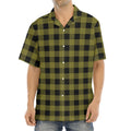 Olive Green Buffalo Check Pattern Print Aloha Shirt
