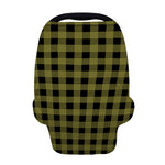 Olive Green Buffalo Check Pattern Print Baby Seat Cover