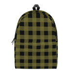 Olive Green Buffalo Check Pattern Print Backpack