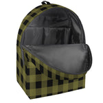 Olive Green Buffalo Check Pattern Print Backpack