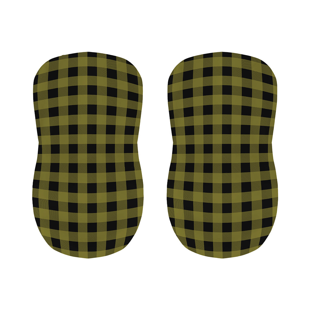 Olive Green Buffalo Check Pattern Print Bar Stool Covers