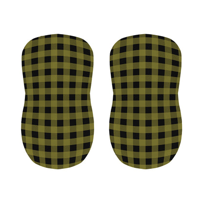 Olive Green Buffalo Check Pattern Print Bar Stool Covers