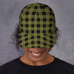 Olive Green Buffalo Check Pattern Print Baseball Cap