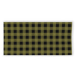 Olive Green Buffalo Check Pattern Print Beach Towel