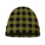 Olive Green Buffalo Check Pattern Print Beanie