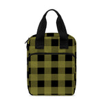 Olive Green Buffalo Check Pattern Print Bible Tote Bag