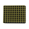 Olive Green Buffalo Check Pattern Print Bifold Wallet