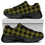 Olive Green Buffalo Check Pattern Print Black Chunky Shoes