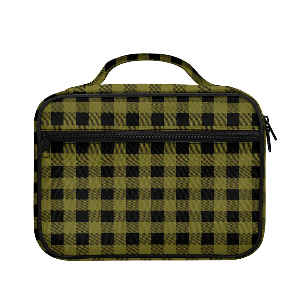 Olive Green Buffalo Check Pattern Print Briefcase Bible Bag