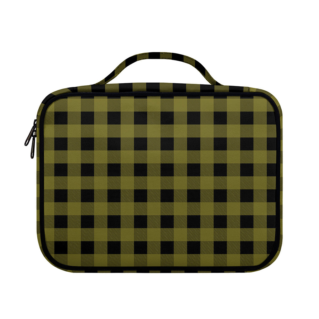 Olive Green Buffalo Check Pattern Print Briefcase Bible Bag