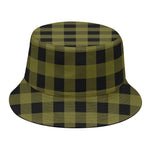Olive Green Buffalo Check Pattern Print Bucket Hat