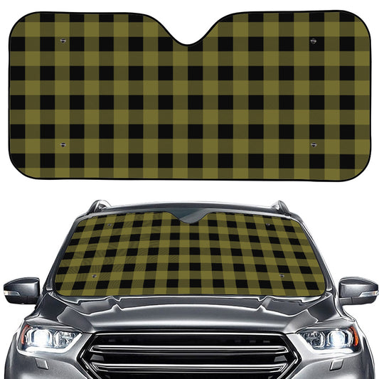 Olive Green Buffalo Check Pattern Print Car Windshield Sun Shade