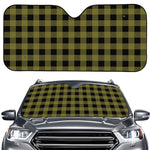 Olive Green Buffalo Check Pattern Print Car Windshield Sun Shade