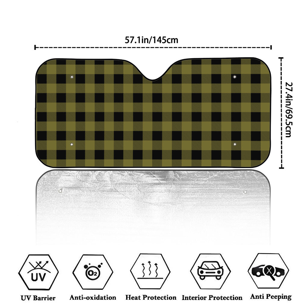 Olive Green Buffalo Check Pattern Print Car Windshield Sun Shade