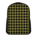 Olive Green Buffalo Check Pattern Print Casual Backpack