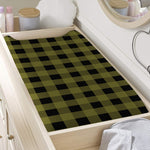 Olive Green Buffalo Check Pattern Print Changing Pad Cover